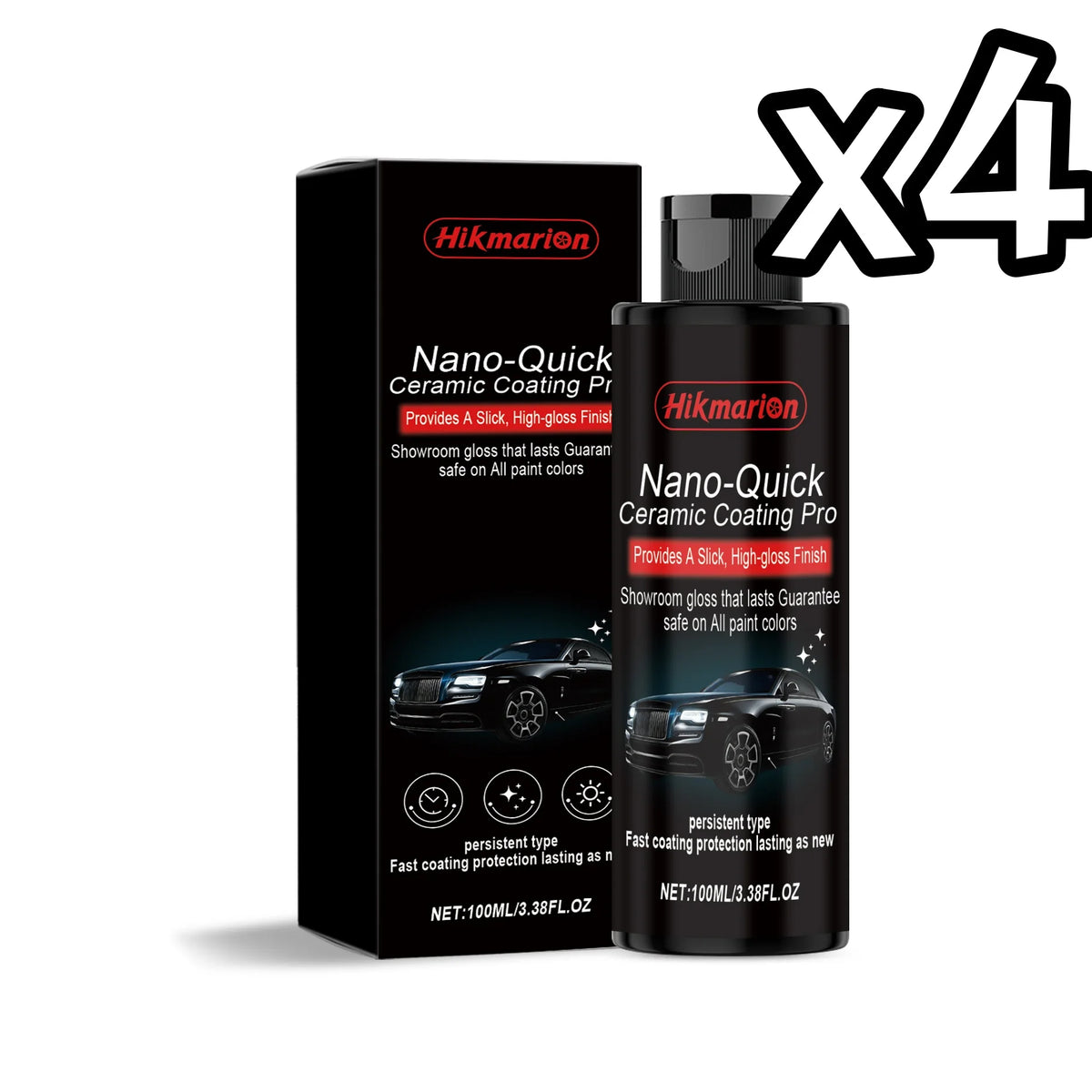 Hikmarion Ceramic Nano Coating Spray – Hydrophobic Car Polish Car Ceramic Coating Spray PLUSH 100ml Boxed x 4PCS