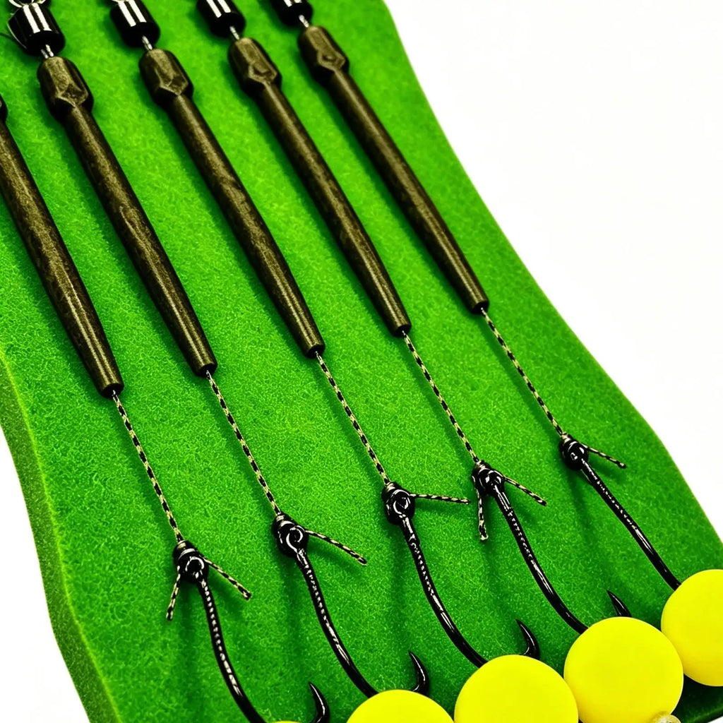 5-Pack Pre-Tied Carp Fishing Rig Set – Snag-Resistant Hooks Fishing Rig Set PLUSH
