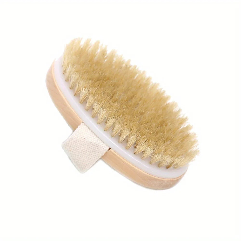 Natural Bristle Body Spa Brush – Wet & Dry Bath Massager Bath Spa Brush PLUSH burlywood