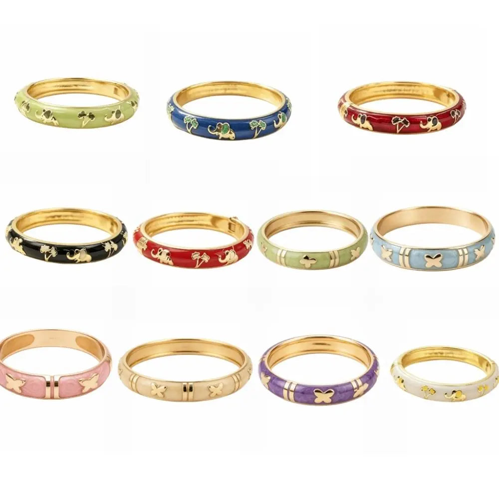 Colorful Cloisonne Enamel Bangle – Floral Butterfly Bracelet Enamel Bangle Bracelet PLUSH