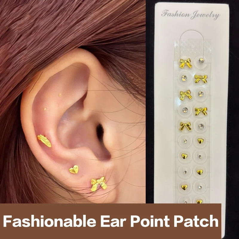 Bowknot Flower Rhinestone Auricular Ear Stickers – 20 Patches Auricular Ear Stickers PLUSH