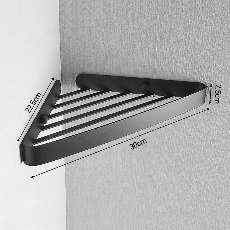 Stainless Steel Bathroom Corner Shelf | Wall-Mounted Shower Caddy Bathroom Corner Shelf PLUSH A Black