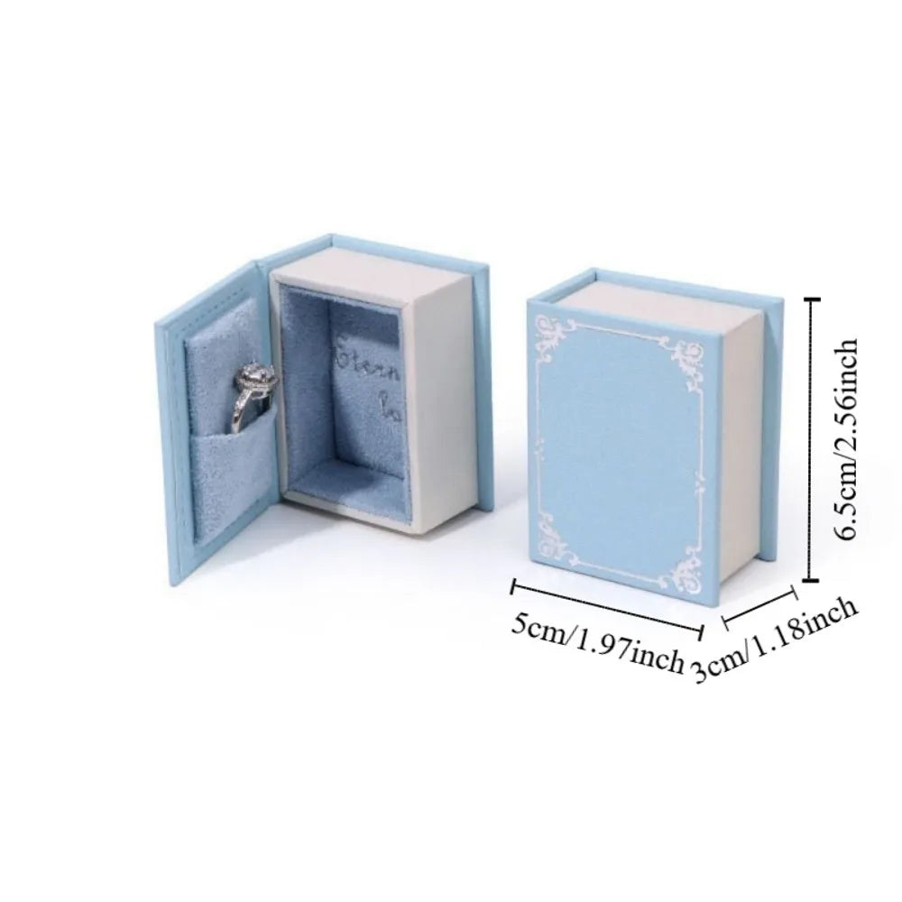 Book Shape Flip Lid Ring Box – Jewelry & Earring Display Case Jewelry Display Box PLUSH