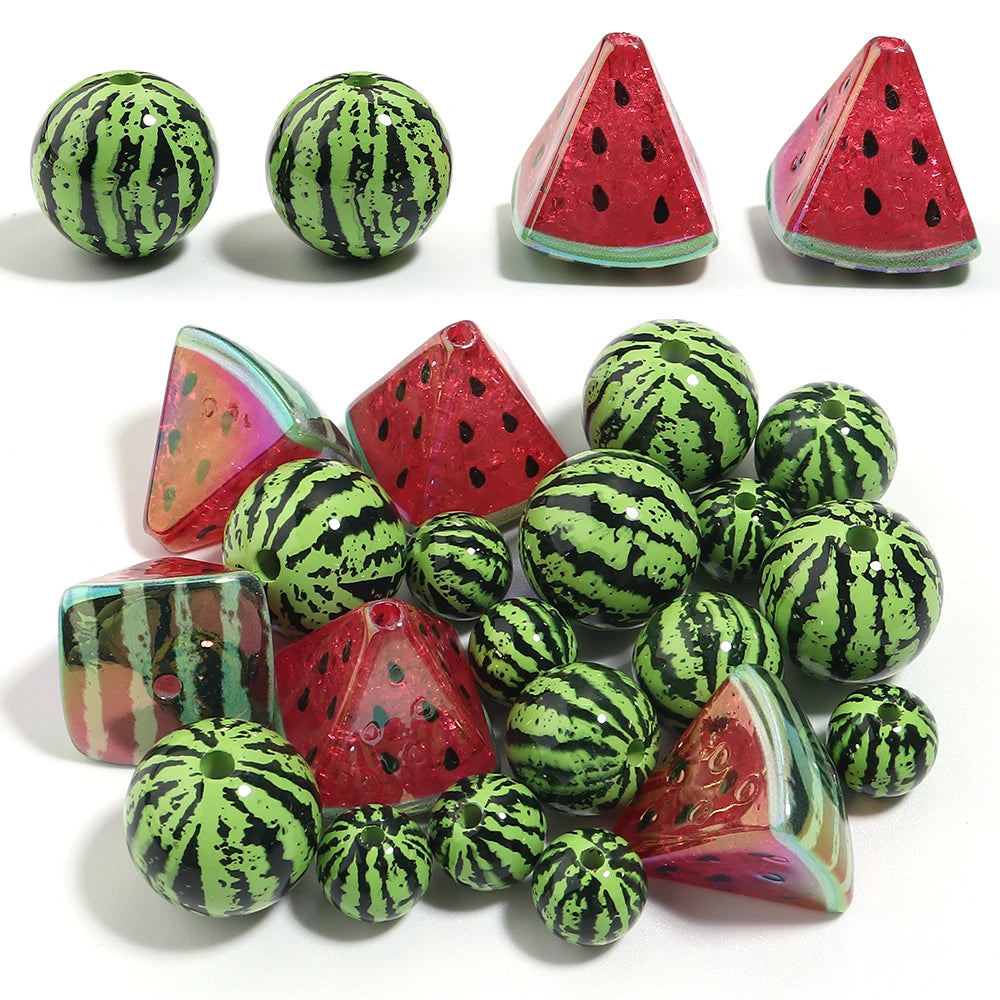 Watermelon Acrylic Fruit Spacer Beads – DIY Jewelry 5-10pcs Acrylic Spacer Beads PLUSH