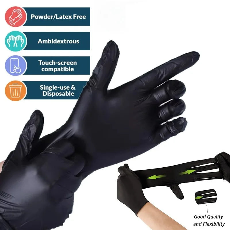 Disposable Black Nitrile Gloves Latex Free Powder Free 20/50/100pk Disposable Nitrile Gloves PLUSH