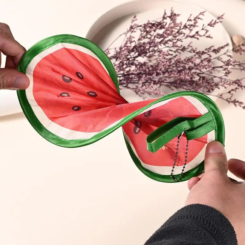 Fruit-Pattern Round Handheld Pocket Fan – Portable & Cute Handheld Pocket Fan PLUSH