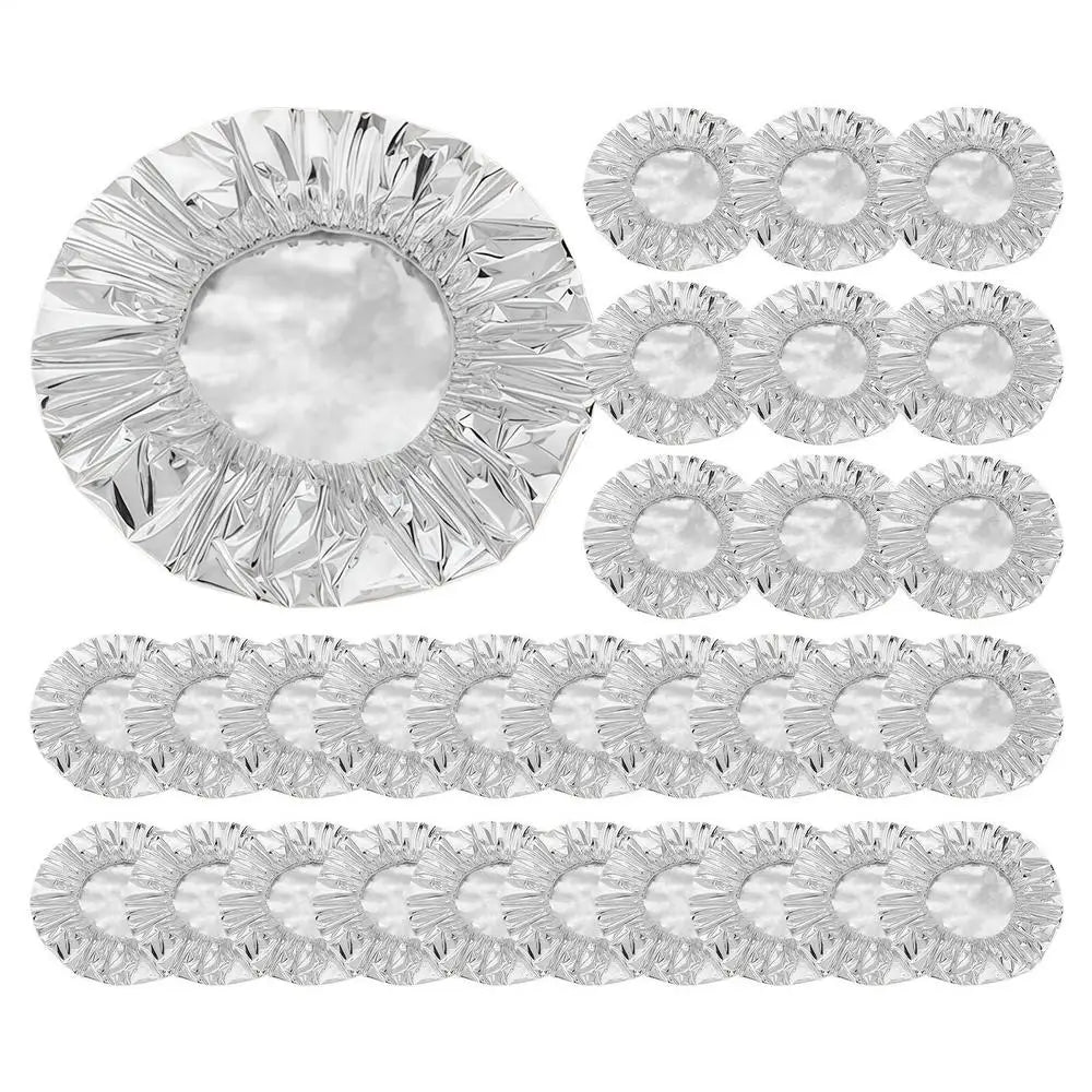 30pcs Reusable Aluminum Foil Food Covers | Elastic Stretch Lids Food Storage Covers PLUSH 30Pcs