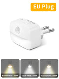 Motion Sensor LED Night Light – 3 Colors, Dimmable Plug-In LED Night Light PLUSH EU Plug