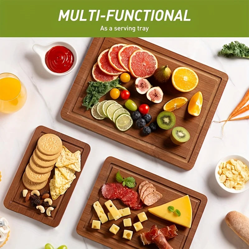 3-Piece Bamboo Cutting Board Set – Thick Multipurpose Chopping Boards Bamboo Cutting Board Set PLUSH