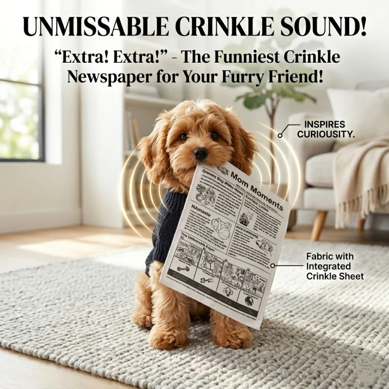 Crinkle Newspaper Dog & Cat Toy – Canvas Enrichment Chew Toy Pet Crinkle Toy PLUSH