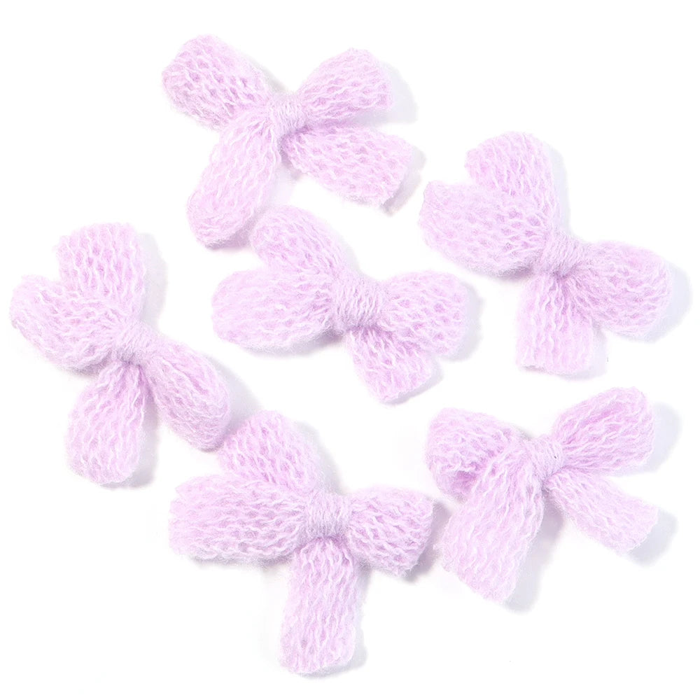 10pcs Fluffy Knitted Wool Yarn Bows – DIY Hair & Jewelry Craft DIY Hair Bow PLUSH purple 4x5cm
