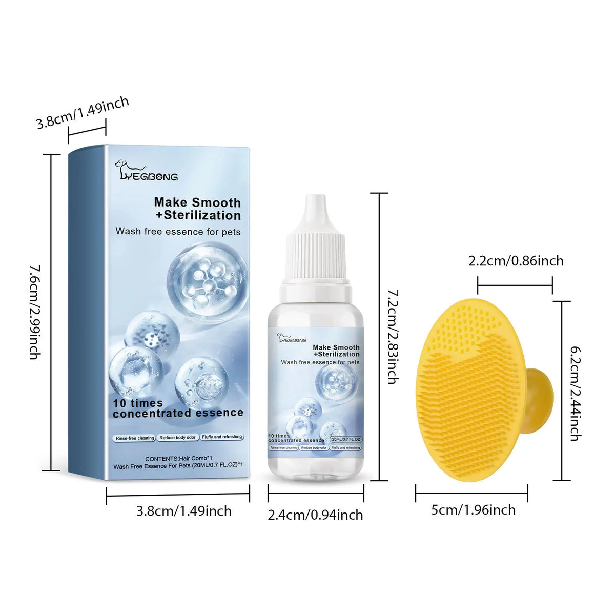 No-Rinse Foaming Pet Cleaner with Silicone Bristle Brush Pet Grooming Cleaner PLUSH