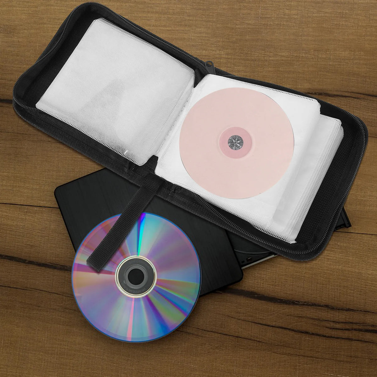 Foxnovo 40-Pocket CD DVD Organizer Bag | Zipper Disc Case CD DVD Organizer Bag PLUSH