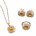 Baroque Crystal Rhinestone Bridal Jewelry Set – Necklace & Earrings Bridal Jewelry Set PLUSH Yellow