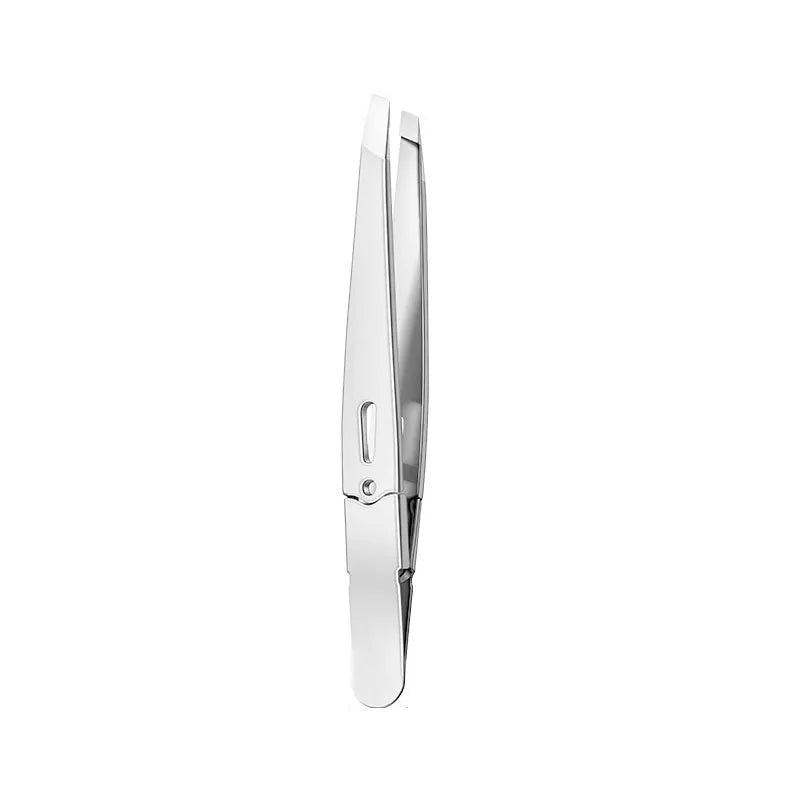 Slant Tip Stainless Steel Eyebrow Tweezer – Precision Makeup Tool Eyebrow Tweezer PLUSH Silver