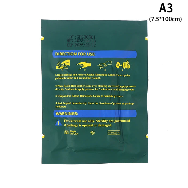 Kaolin Z-Fold Hemostatic Gauze – Tactical First Aid Dressing Hemostatic Gauze Dressing PLUSH style 3