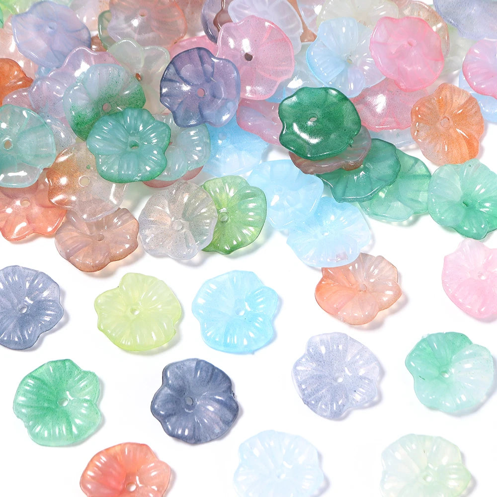 100pcs 16mm Lotus Leaf Acrylic Spacer Beads – DIY Jewelry Acrylic Spacer Beads PLUSH mix color
