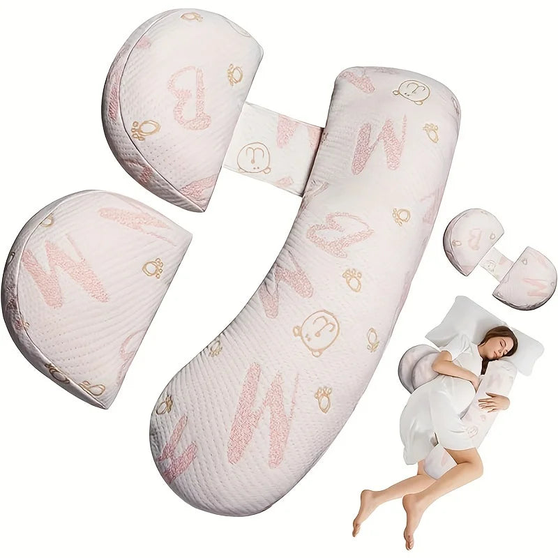 U-Shape Pregnancy Pillow | Soft Full Body Side Sleeper Support Pregnancy Body Pillow PLUSH Pink