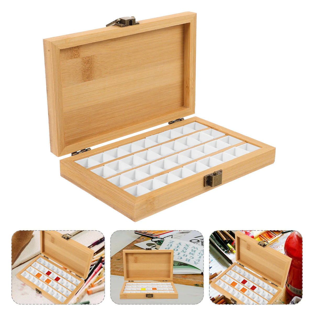 Wooden Watercolor Palette 36 Half Pans Travel Paint Box – Artists Watercolor Paint Palette PLUSH