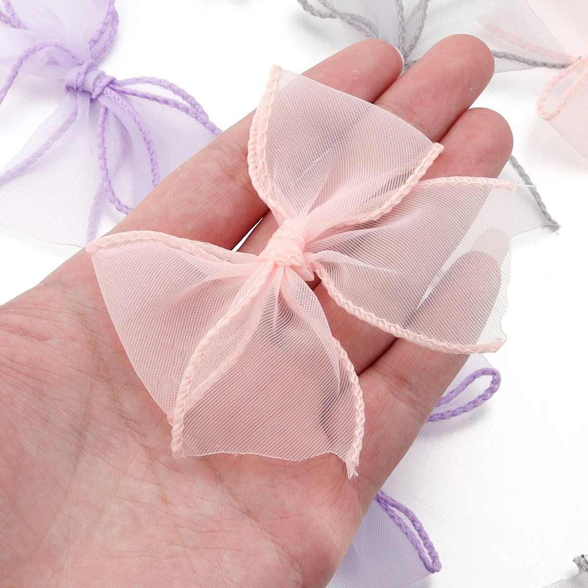 10pcs Satin Organza Ribbon Bows 8x8cm – DIY Craft Decor Ribbon Craft Bows PLUSH