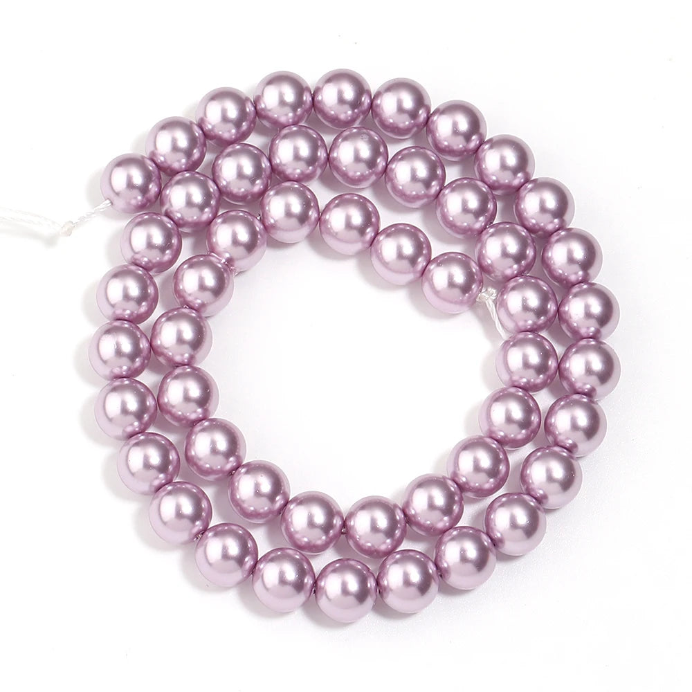 Purple Pearlescent Glass Spacer Beads 3–10mm | Imitation Pearl Glass Spacer Beads PLUSH 8mm