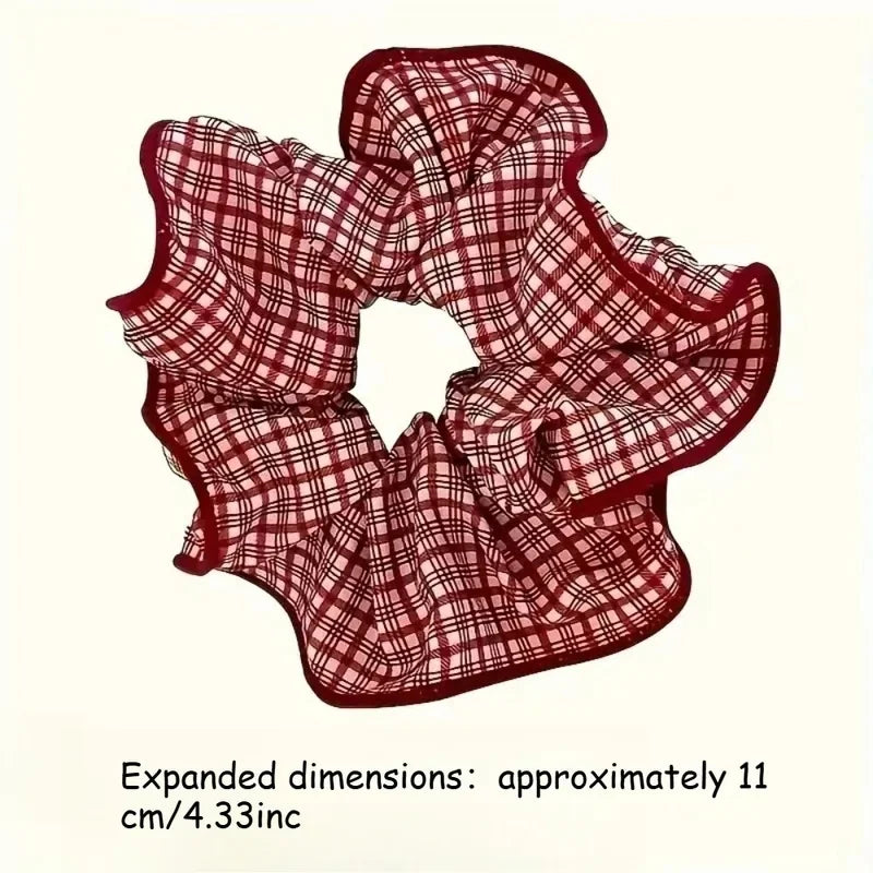 Dot & Plaid Scrunchies for Women – Soft Elastic Hair Ties 2/3pcs Hair Scrunchie Set PLUSH