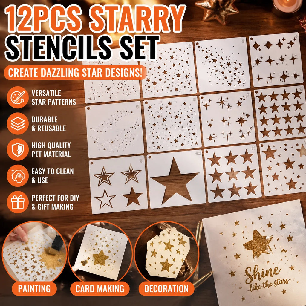 Sparkle Star Stencil Set – Reusable Stars Craft Template Craft Stencil Set PLUSH