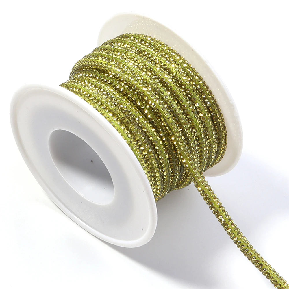 5 Yards Rhinestone Crystal Cup Chain Cord – DIY Jewelry & Crafts Rhinestone Craft Cord PLUSH lemon yellow 4mm