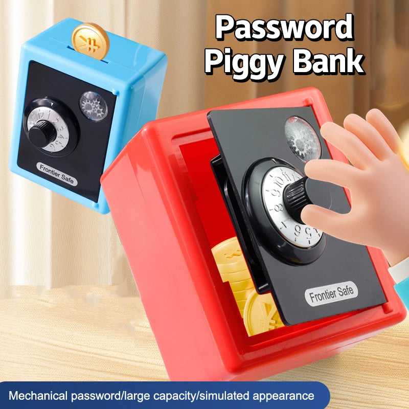 Kids Combination Lock Piggy Bank – Mini Password Coin Safe Box Kids Coin Safe PLUSH