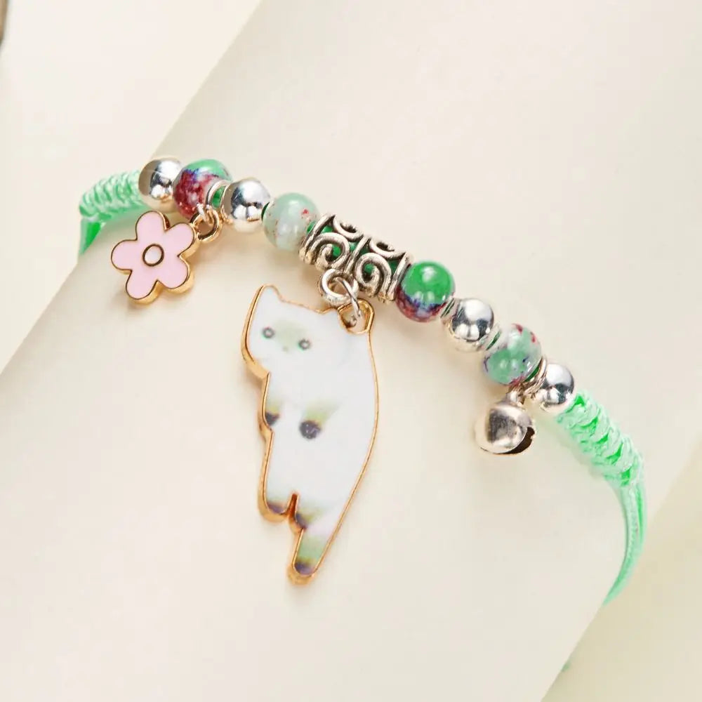 Colorful Cat String Bracelet – Handmade Woven Bead Jewelry Beaded String Bracelet PLUSH
