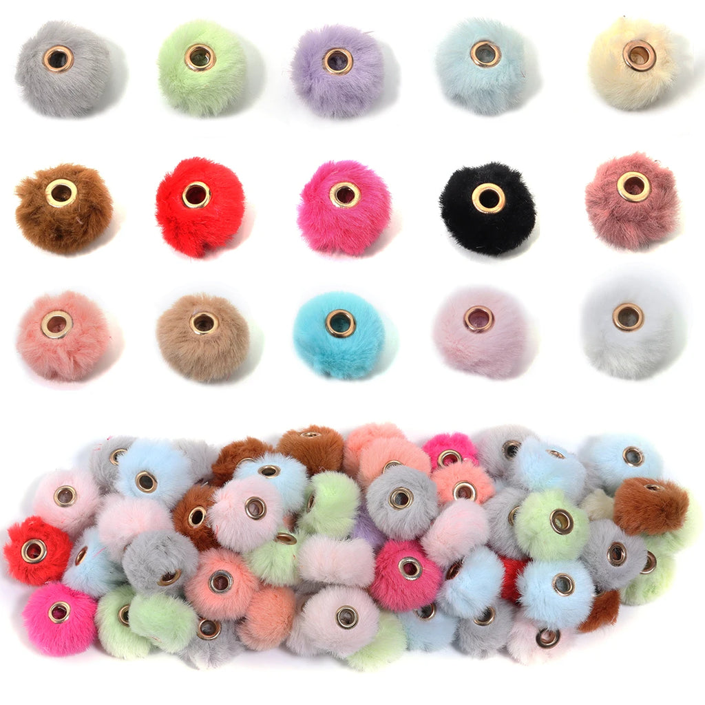 10pcs Multicolor Pompom Plush Fur Ball Beads DIY Jewelry Charms DIY Jewelry Charms PLUSH