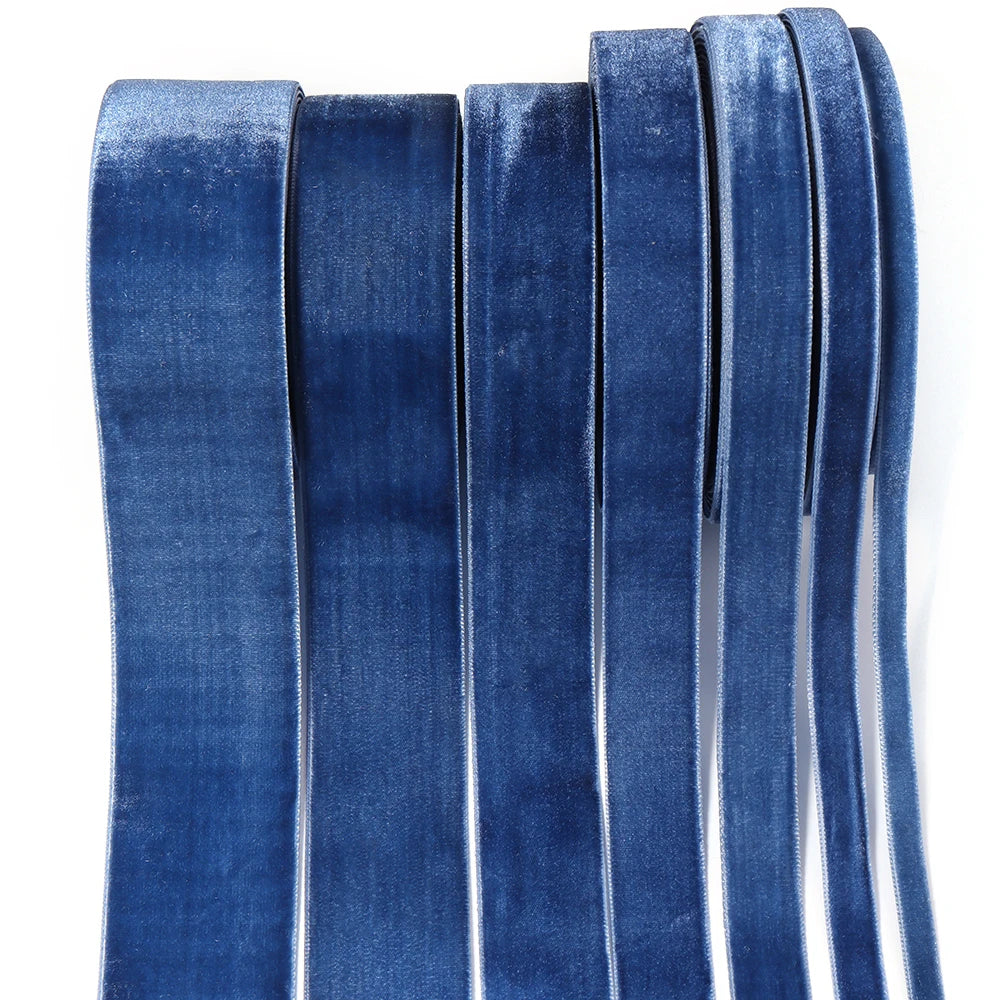 Deep Blue Flocking Ribbon 10 Yards | 6–38mm DIY Craft Décor Flocking Craft Ribbon PLUSH