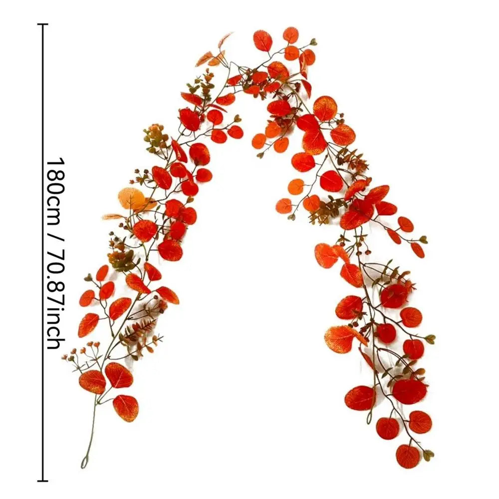 1.8M Artificial Fall Maple Leaf Garland – Autumn Vine Decor Artificial Leaf Garland PLUSH 1PC