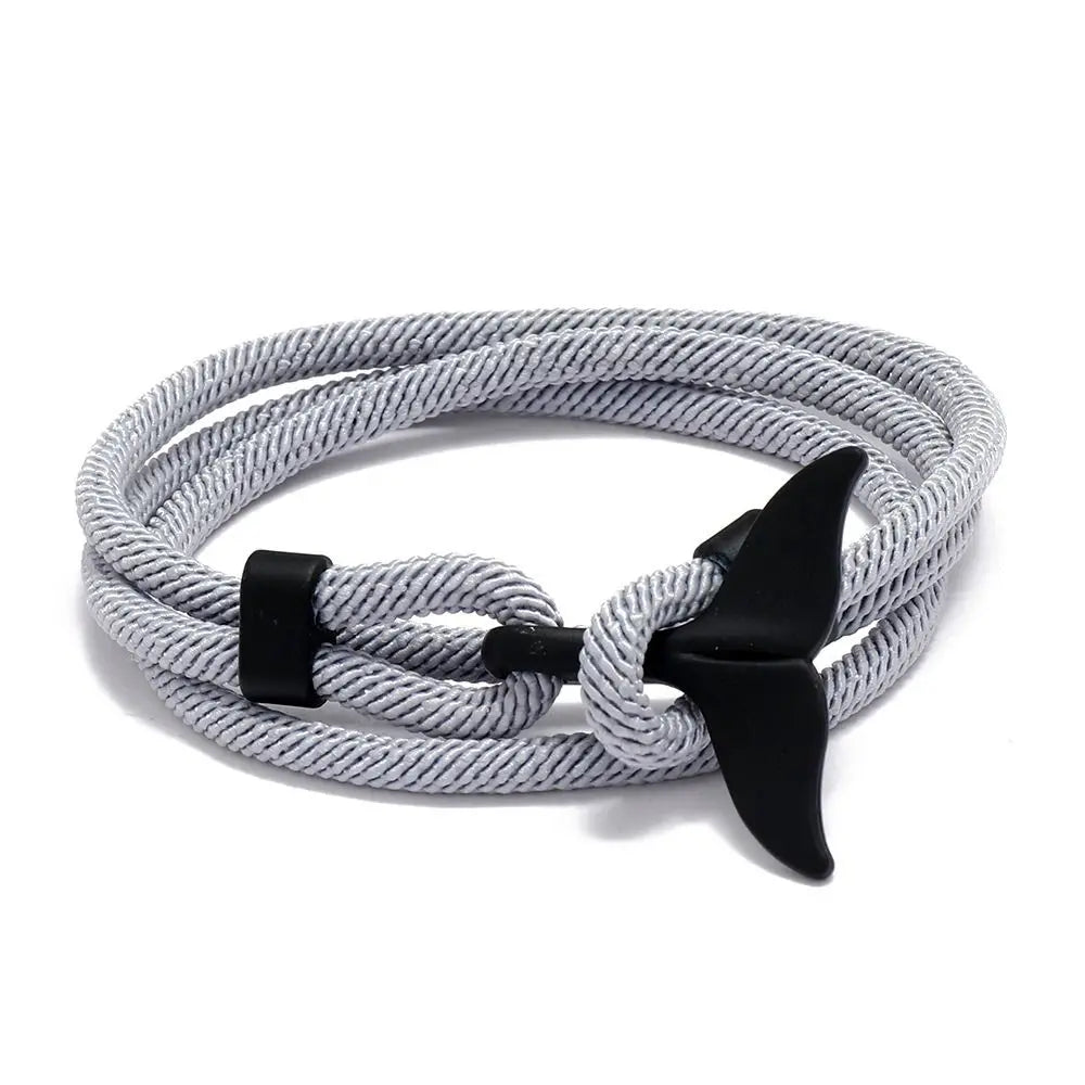 Whale Tail Braided Rope Charm Bracelet – Ocean Series Unisex