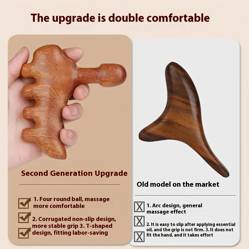 Wood Gua Sha Massager Stick – 5-in-1 Body & Foot Tool Body Massage Tool PLUSH