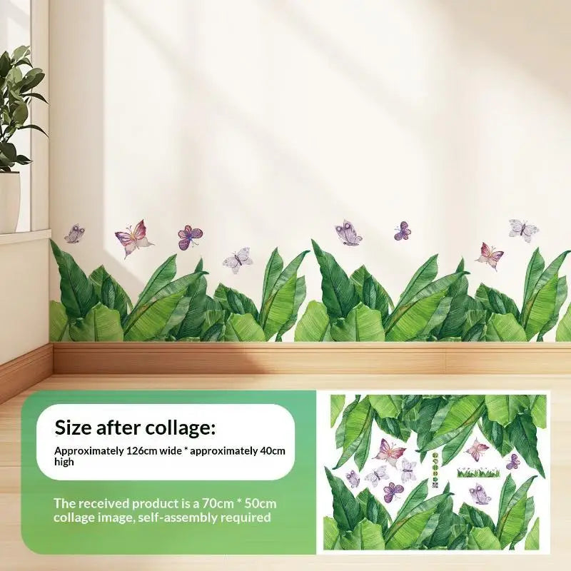 Pastoral Flower & Butterfly PVC Wall Stickers – Baseboard Decals Wall Border Sticker PLUSH N size1