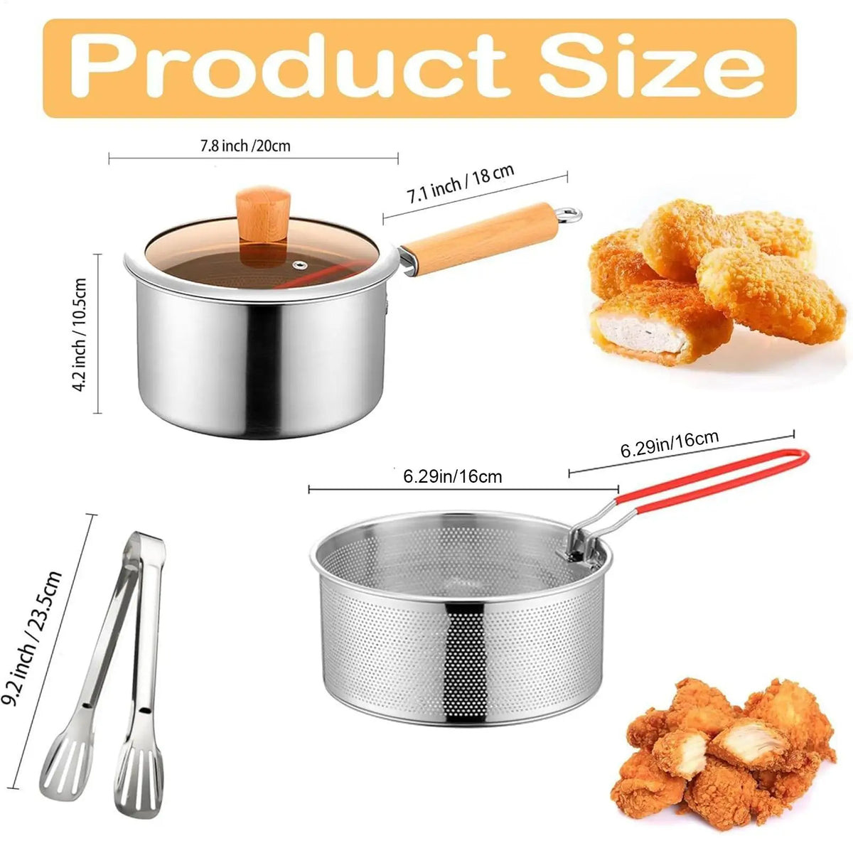 Stainless Steel Deep Fryer Pot with Basket & Lid | 18cm Deep Fryer Pot PLUSH