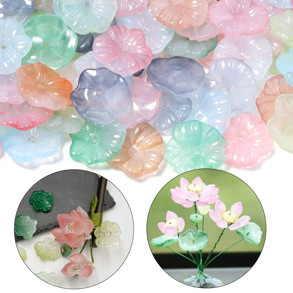 100pcs 16mm Lotus Leaf Acrylic Spacer Beads – DIY Jewelry Acrylic Spacer Beads PLUSH