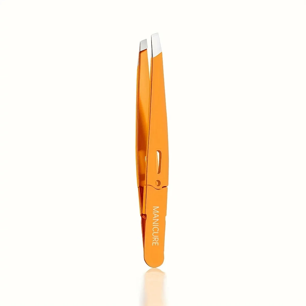 Ouriner Stainless Steel Slant Tweezers for Brow & Hair Shaping Eyebrow Tweezers PLUSH