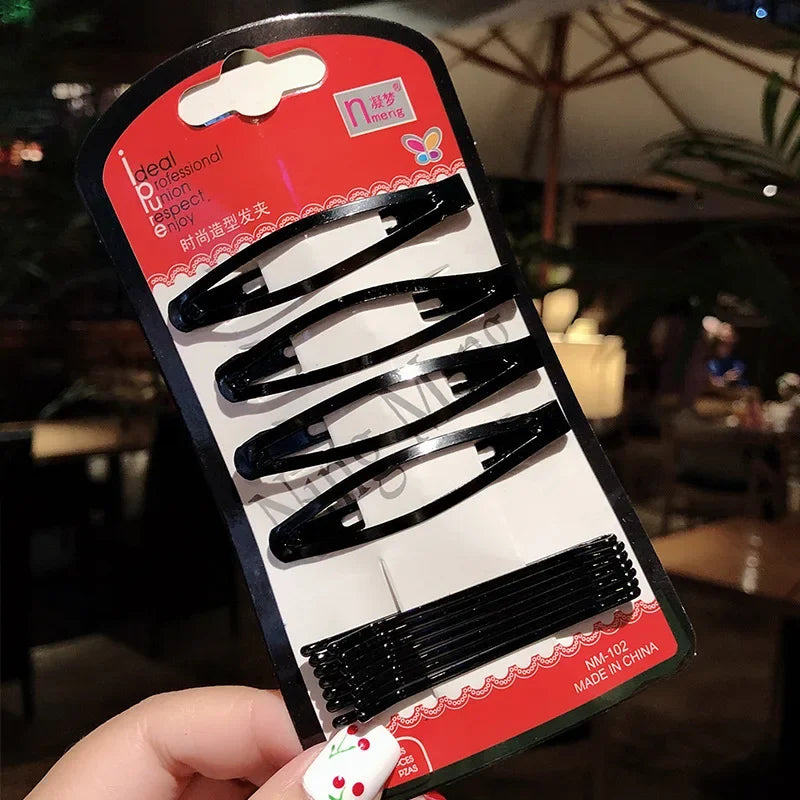 Women's Black Bobby Hair Clips & Barrettes 4–7cm Wave Straight Hair Clips & Barrettes PLUSH No.4 5.5cm