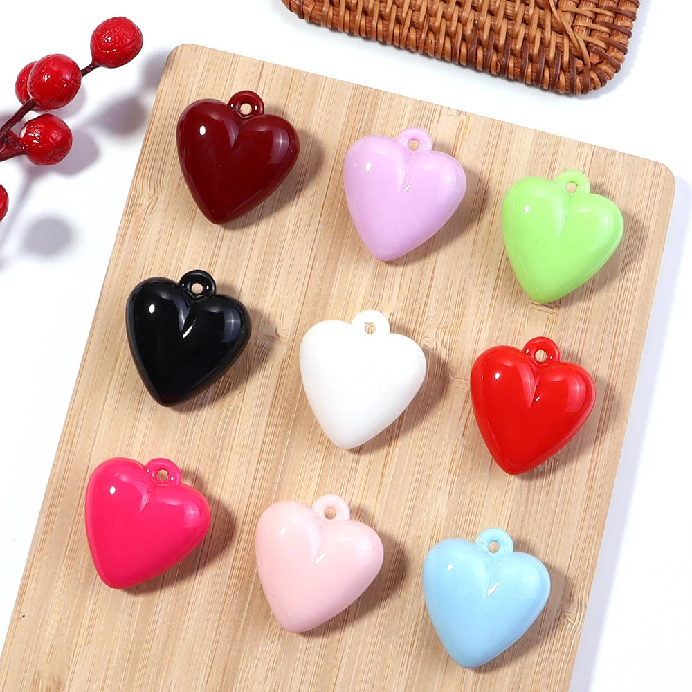 5pcs Heart Acrylic Charms 32x35mm – DIY Jewelry Pendants Acrylic Jewelry Charms PLUSH