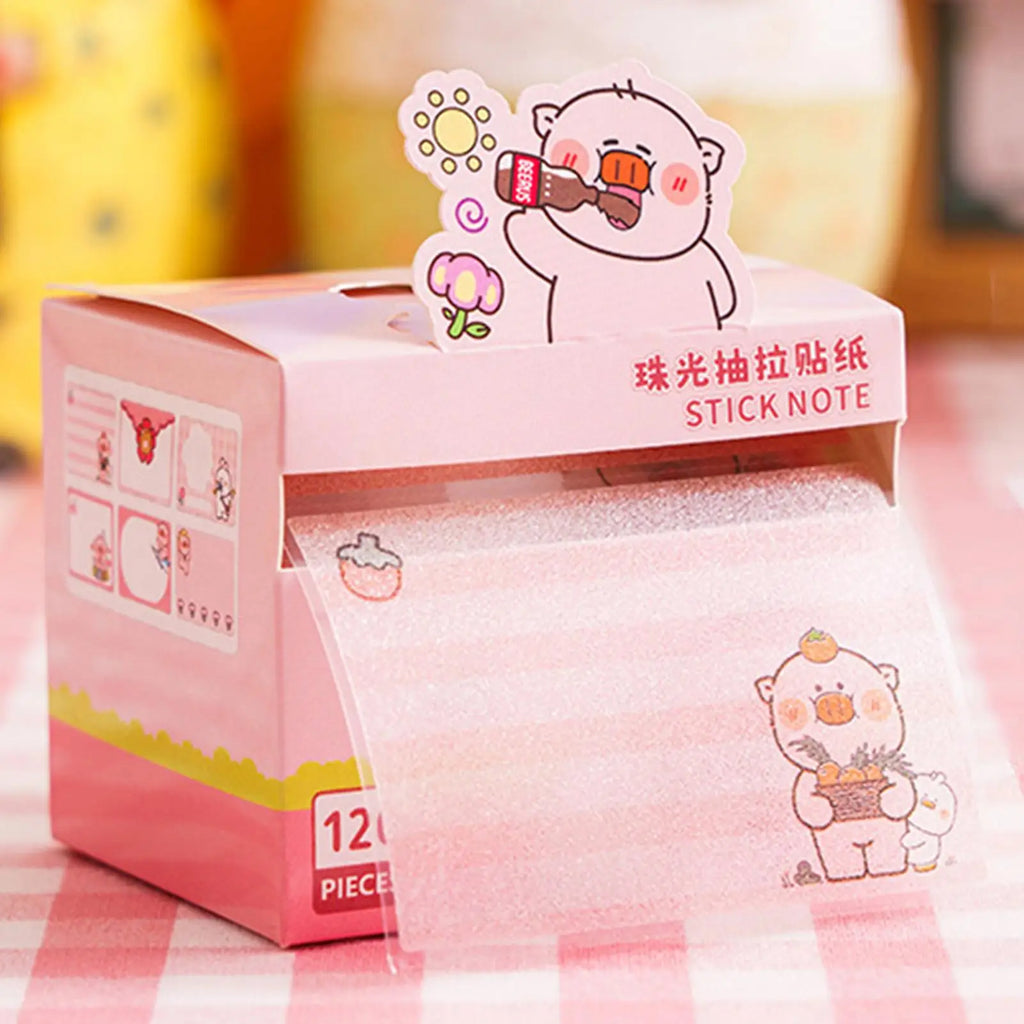 120 Sheets Transparent Pearlescent Glitter Sticky Notes – 6 Designs Glitter Sticky Notes PLUSH