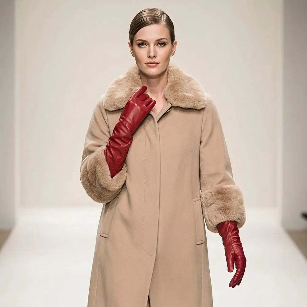 Women's PU Leather Elbow Gloves – 1920s Long Touch Screen Style Long Fashion Gloves PLUSH