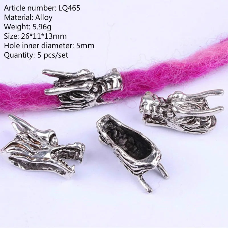 5pcs Viking Dreadlock Beads – Large Hole Braid Hair Accessories