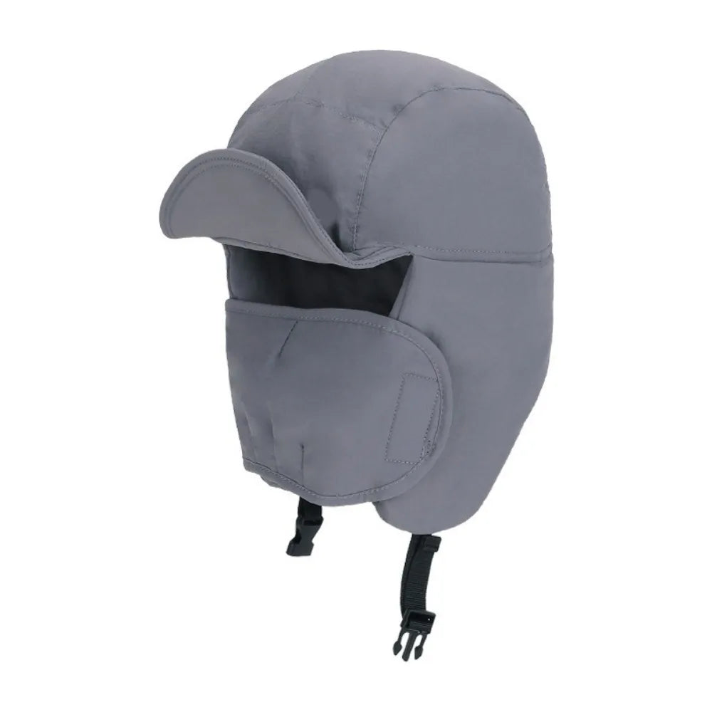 Windproof Winter Hat with Face & Ear Cover – Unisex Ski Cap Winter Earmuff Hat PLUSH Dark Grey
