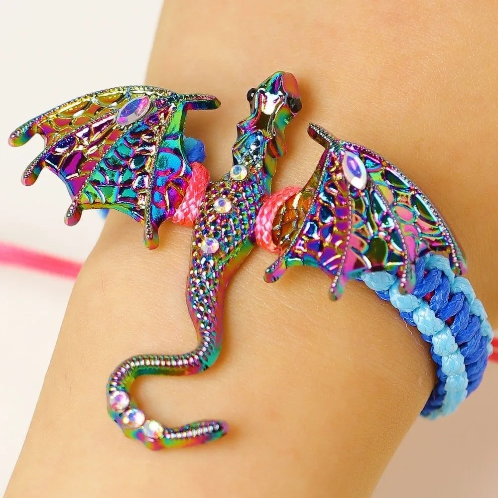Dragon Braided Rope Bracelet – Adjustable Punk Woven Wristband Fashion Bracelet PLUSH Style E