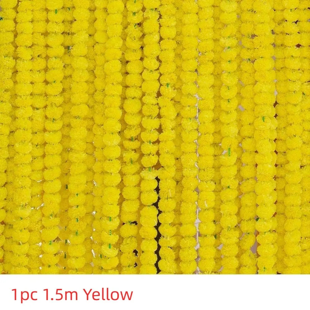 1.5m Marigold Garland – Halloween, Diwali & Wedding Decor Flower Garland PLUSH Style 4