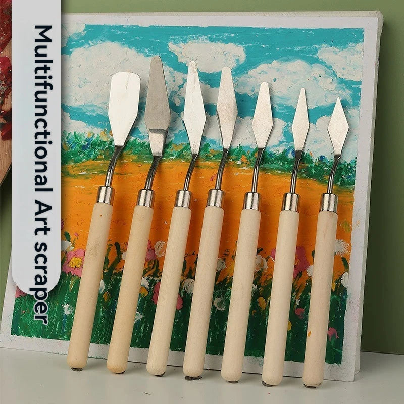 7-Piece Palette Knife Set – Stainless Steel Art Spatulas Palette Knife Set PLUSH