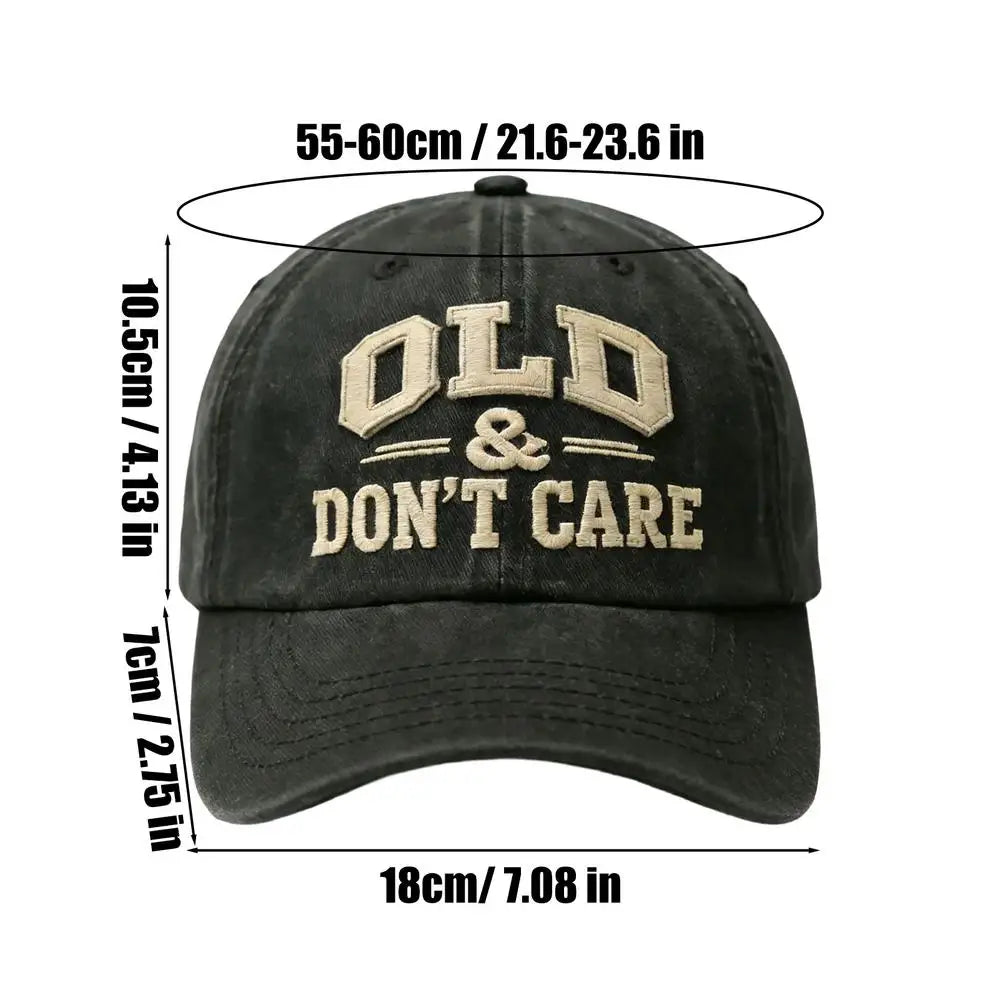 "OLD Don't Care" Embroidered Retro Washed Baseball Cap Baseball Cap PLUSH Black