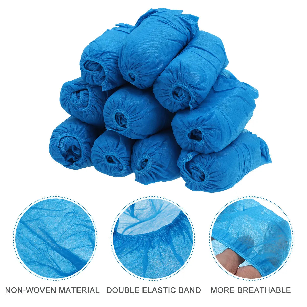 Disposable Shoe Covers 100 Pack | Nonwoven Anti-Slip Protection Disposable Shoe Covers PLUSH
